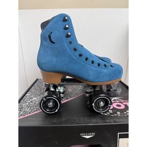 Moonlight Moon Boot Sapphire Blue Suede Quad Roller Skates Unisex Size M5 W6
